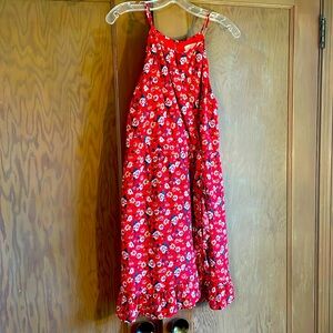 Harper Brand Red fully lined, sleeveless, bottom ruffle dress in size medium.